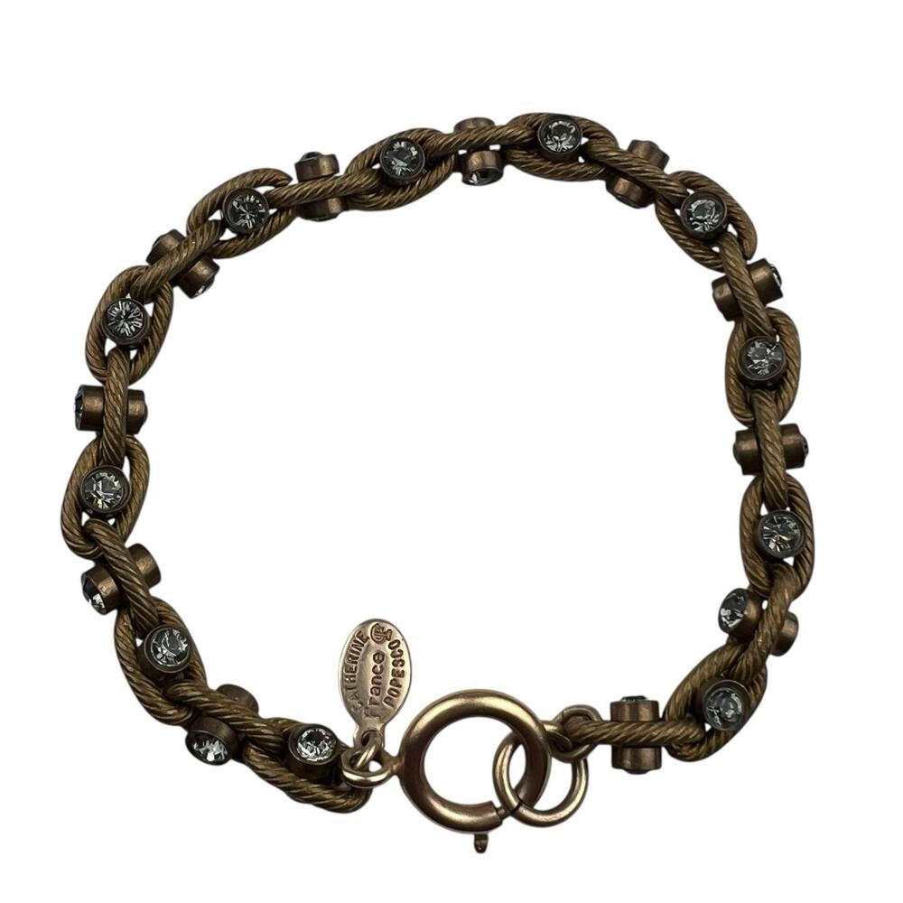 Catherine Popesco Bracelet Textured Link 7.5" Brass Tone France